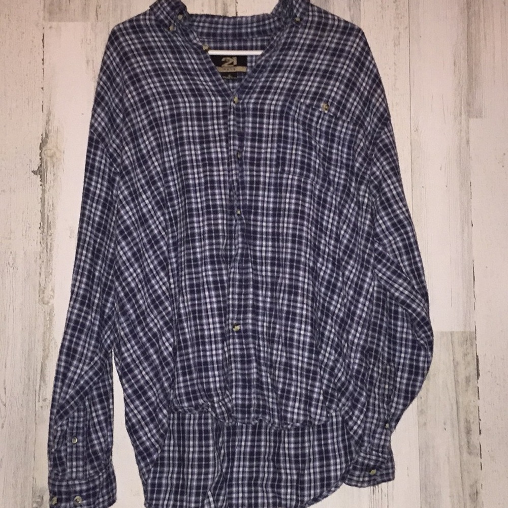 Oversized Blue & white Flannel - Picture 4 of 7